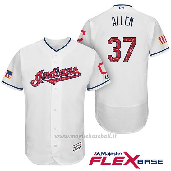 Maglia Baseball Uomo Cleveland Indians 2017 Estrellas y Rayas Cody Allen Bianco Flex Base